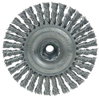 Weiler Roughneck Max 13125 Wheel Brush - 4 in Dia - Knotted - Stringer Bead Steel Bristle