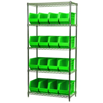 Picture of Akro-Mils AWS183630265 Akrobin 2000 lb Adjustable Green Chrome Steel Open Fixed Shelving System (Main product image)