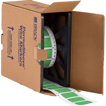Picture of Brady Permasleeve Green Heat-Shrinkable Polyolefin Thermal Transfer 2HX-750-2-GR-4 Die-Cut Thermal Transfer Printer Sleeve (Main product image)