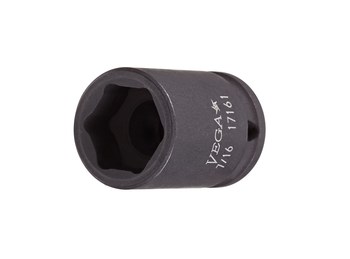 Vega Tools 19161 9/16 in Long Length Thin Wall Impact Socket - S2 Modified Steel - 1/4 in Square Drive - B - Straight - 1.0 in Length - 01231