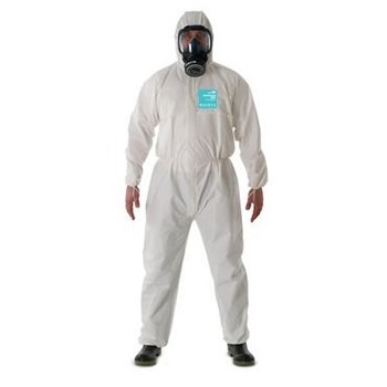 Picture of Ansell Microchem AlphaTec 68-2000 White XL Polyethylene Disposable Chemical-Resistant Coveralls (Main product image)