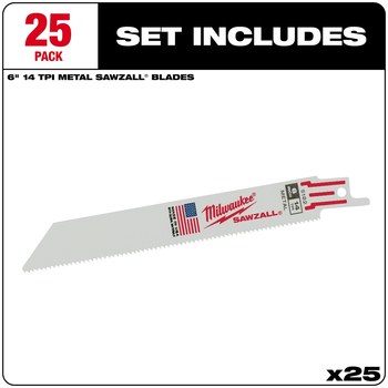 Milwaukee SAWZALL Reciprocating Saw Blade 48-00-8182 - 14 TPI - 0.75 in Width x 0.035 in Thick - Bi-Metal