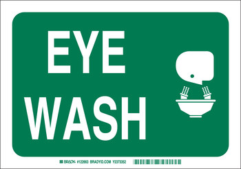 Picture of Brady B-120 Fiberglass Reinforced Polyester Rectangle Green Eyewash & Shower Sign part number 122733 (Main product image)