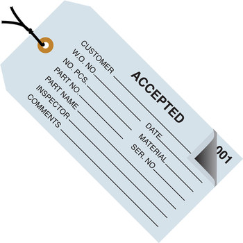 Picture of Blue Metal Grommet 13 Point Cardstock 9609 Inspection Tags 2 Part - Numbered 000-499 - Pre-Strung (Main product image)