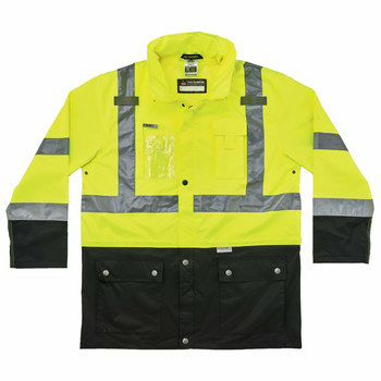Ergodyne GloWear 8386 Lime 5XL Polyurethane on Polyester Rain Jacket - Rollaway Hood - 720476-25379