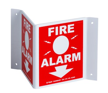 Picture of Brady B-493 High Impact Polystyrene Rectangle Red English Fire Alarm Sign part number 45365 (Main product image)
