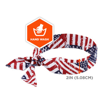 Ergodyne Chill-Its 6700 Blue/Red/White Activated Polymer Bandana - Tie - 720476-12303