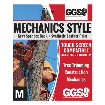 Global Glove Black, Gray Medium Mechanic's Gloves - Reinforced Thumb - SG6000-8(M)