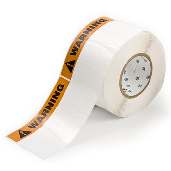 Picture of Brady Black / Red on White Polyester Thermal Transfer THTEL-25-483-1-WA Die-Cut Thermal Transfer Printer Label Roll (Main product image)