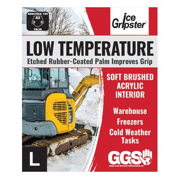 Global Glove Ice Gripster 300IN Gray/White Large Cold Condition Gloves - Rubber Palm & Fingers Coating - 300IN/LG