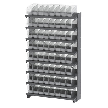 Picture of Akro-Mils APRS040SC APRS 400 lb Clear Gray Powder Coated Steel 16 ga Single Sided Fixed Rack (Main product image)