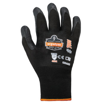 Ergodyne ProFlex 7001 Black Large Nylon Work Gloves - Nitrile Palm & Fingers Coating - 17954