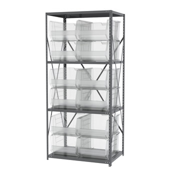 Picture of Akro-Mils AS2479288SC Akrobin 6500 lb Adjustable Clear Gray Powder Coated Steel 22 ga Open Fixed Shelving System (Main product image)