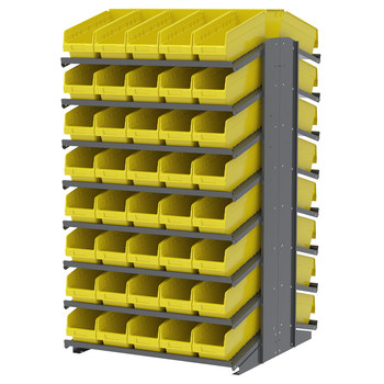 Picture of Akro-Mils APRD18098 1800 lb Yellow Gray Powder Coated Steel 16 ga Double Sided Fixed Rack (Main product image)