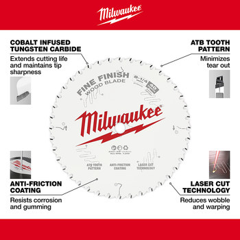 Milwaukee Circular Saw Blade 48-40-0822 - 8 1/4 in Diameter - Cobalt Infused Tungsten Carbide
