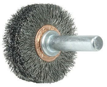 Weiler 17601 Wheel Brush - 1-1/4 in Dia - Crimped Steel Bristle