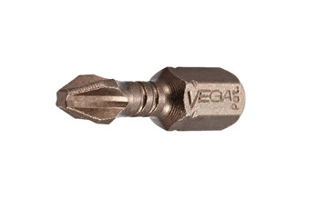 Vega Tools Impactech #3 Phillips Insert Driver Bit P125P3A-C2 - 1/4 in-Hex Shank - S2 Modified Steel - 1 in Length - Gunmetal Bronze Finish - 02051