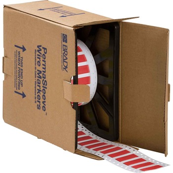 Picture of Brady PermaSleeve i7500 Red Heat-Shrinkable Polyolefin i7500 Thermal Transfer LSZH-250-2-RD-M Pre-sized Sleeves for Printers (Main product image)