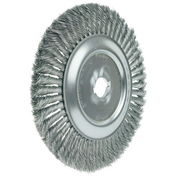 Weiler 08189 Wheel Brush - 10 in Dia - Knotted - Standard Twist Steel Bristle