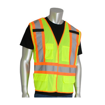 Picture of PIP 302 Lime Yellow XL Polyester Mesh Safety Vest (Main product image)