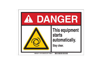 Picture of Brady B-869 Encapsulated Plastic Rectangle White English Machine Safety Sign part number 145744 (Main product image)