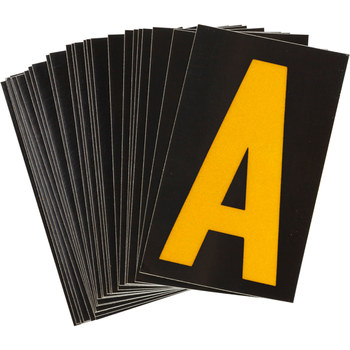 Picture of Brady Bradylite Yellow on Black Reflective Outdoor 5000-A Letter Label (Main product image)
