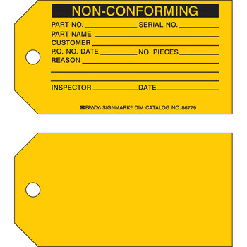 Picture of Brady Black on Yellow Cardstock 86779 Production Status Tag (Main product image)
