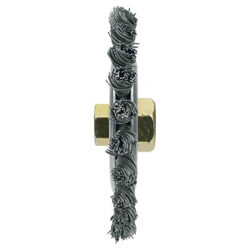 Weiler Dually 79803 Wheel Brush - 5 in Dia - Knotted - Stringer Bead Steel Bristle