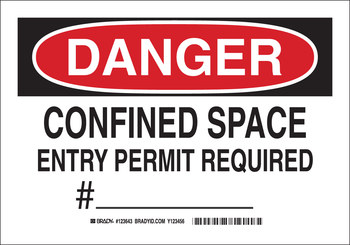 Picture of Brady B-555 Aluminum Rectangle White English Confined Space Sign part number 123644 (Main product image)