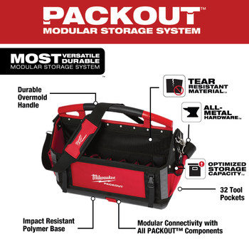 Milwaukee PACKOUT Red Polyester Tote - 20.0 Length - 20.0 Wide - 48-22-8320