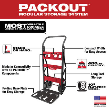 Milwaukee PACKOUT 48-22-8415 Wheel Cart - 400 lb Capacity - Polymer/Steel - 57192