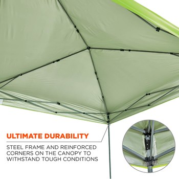 Ergodyne SHAX 6010 Lightweight Tent - 10 ft x 10 ft - 14 ft Height - Polyester - Hi-Vis Lime - 12910