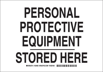 Picture of Brady B-401 Polystyrene Rectangle White English PPE Sign part number 128491 (Main product image)