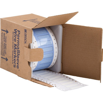 Picture of Brady White Polyolefin Thermal Transfer PS-250-150-WT-S-2 Die-Cut Thermal Transfer Printer Sleeve (Main product image)