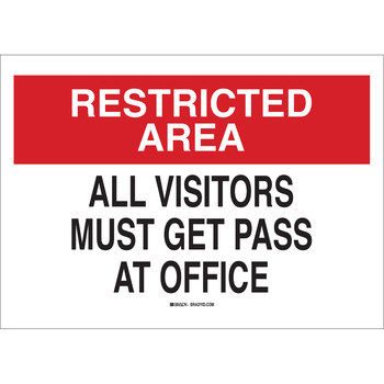 Picture of Brady B-120 Fiberglass Reinforced Polyester Rectangle White English Restricted Area Sign part number 122865 (Main product image)