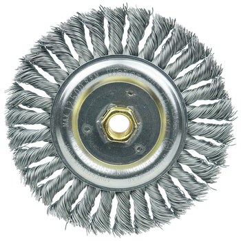 Weiler Dually 79804 Wheel Brush - 6 in Dia - Knotted - Stringer Bead Steel Bristle