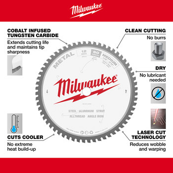 Milwaukee Circular Saw Blade 48-40-4265, 12 in Diameter, Carbide |  RSHughes.com