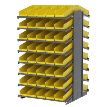 Picture of Akro-Mils APRD18138 1800 lb Yellow Gray Powder Coated Steel 16 ga Double Sided Fixed Rack (Main product image)