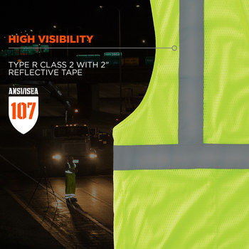 Ergodyne Glowear High-Visibility Vest 8210HL 21025 - Size Large/XL - High-Visibility Lime