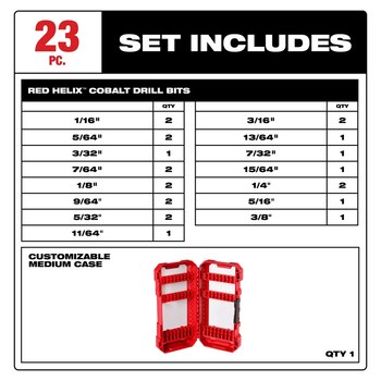 Milwaukee RED HELIX Drill Bit Set 48-89-2338 - Cobalt