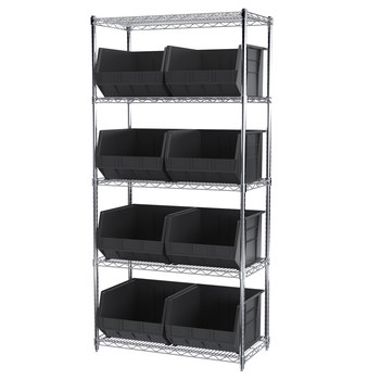 Picture of Akro-Mils AWS183630270 Akrobin 2000 lb Adjustable Black Chrome Steel Open Fixed Shelving System (Main product image)