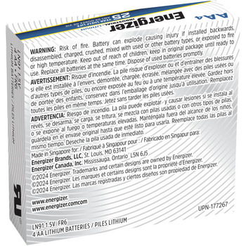 Energizer Industrial Lithium LN91 Battery - AA - Lithium - 13880