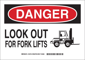 Picture of Brady B-555 Aluminum Rectangle White English Truck & Forklift Warehouse Traffic Sign part number 123743 (Main product image)