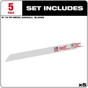 Milwaukee SAWZALL Reciprocating Saw Blade 48-00-5187 - 14 TPI - 0.75 in Width x 0.035 in Thick - Bi-Metal