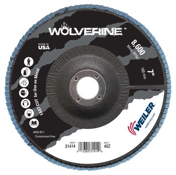 Weiler Wolverine Type 27 Flap Disc 31414 - Zirconium - 7 in - 40 - Coarse