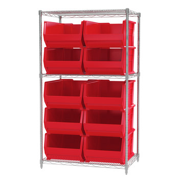 Picture of Akro-Mils AWS24361288 Akrobin 2000 lb Adjustable Red Chrome Steel Open Fixed Shelving System (Main product image)