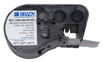 Picture of Brady Red / White Thermal Transfer MC1-1000-595-RD-WT Continuous Thermal Transfer Printer Label Cartridge (Main product image)