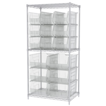 Picture of Akro-Mils AWS24360SABSC Akrobin 2000 lb Adjustable Clear Chrome Steel Open Fixed Shelving System (Main product image)