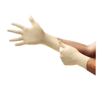 Ansell TouchNTuff 69-318 Tan Medium Powder Free Disposable Gloves - Food Grade - 9 in Length - Rough Finish - 5 mil Thick - 516701