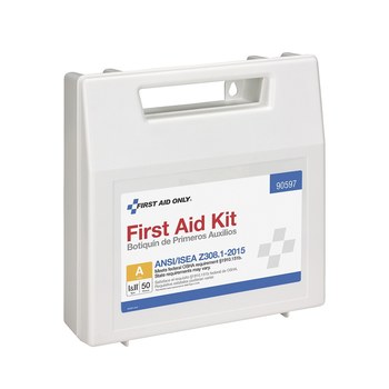 First Aid Only First Aid Kit - 9.1 in Width - 9.5 in Length - 2.75 in Height - Plastic Case Construction - 092265-90597